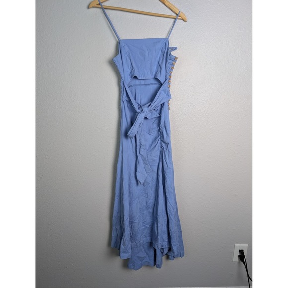 Free People Dresses & Skirts - Free People Dress Womens S Blue Long Wrap Dress Strappy Square Neck Cotton